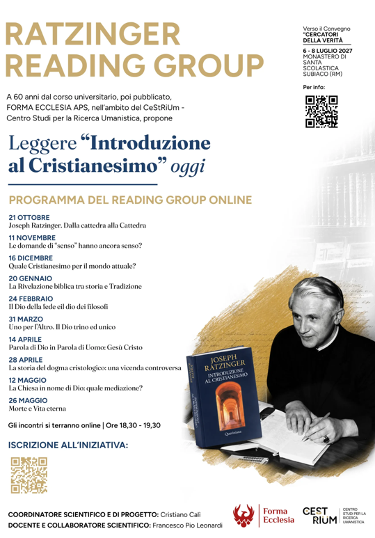 “Leggere Introduzione al Cristianesimo oggi”, al via un reading group